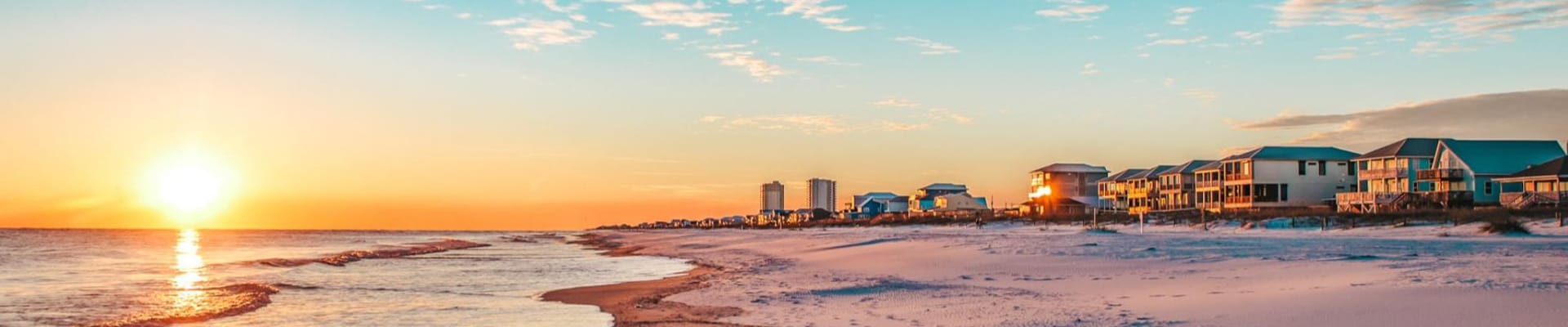 shot of the beach in Gulf Shores at sunset