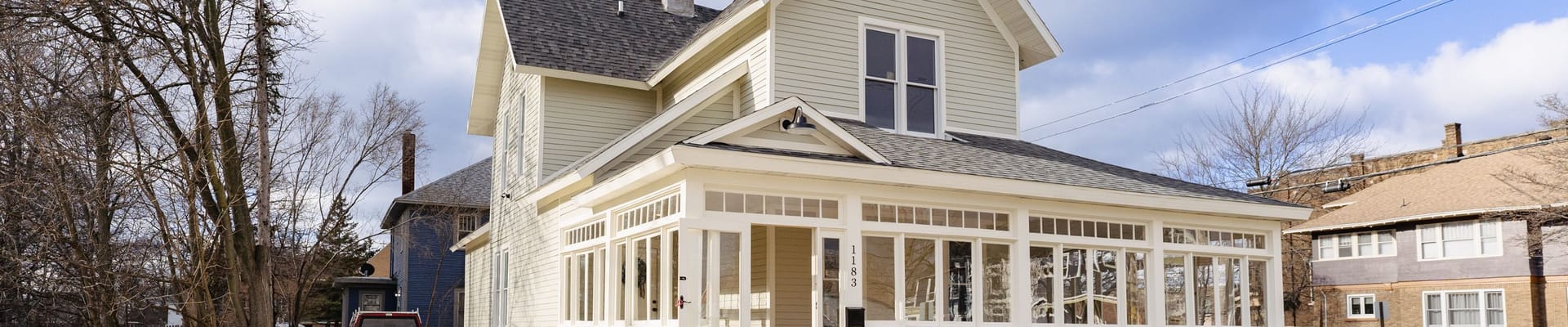 House with a blue sky 