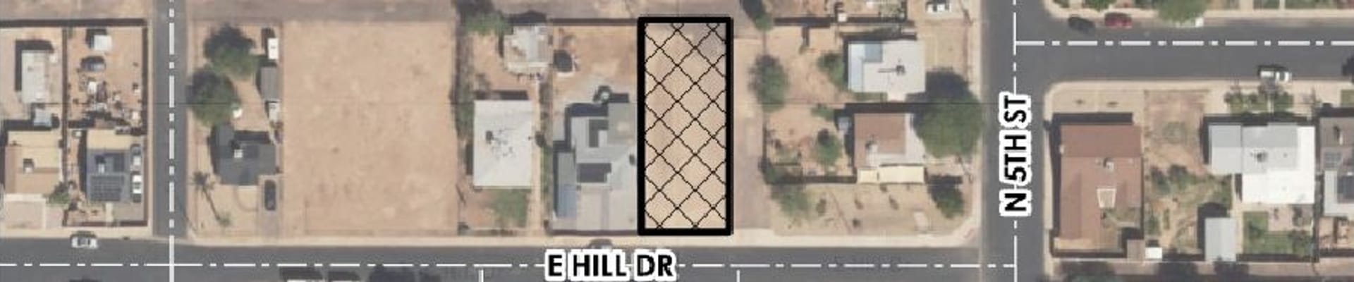 Parcel view of East Hill Drive and North 5th Street.