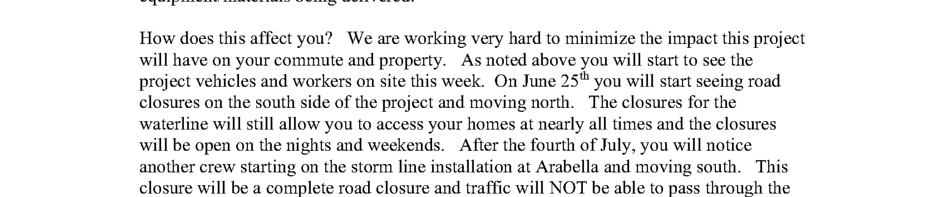 Letter of Construction Notice