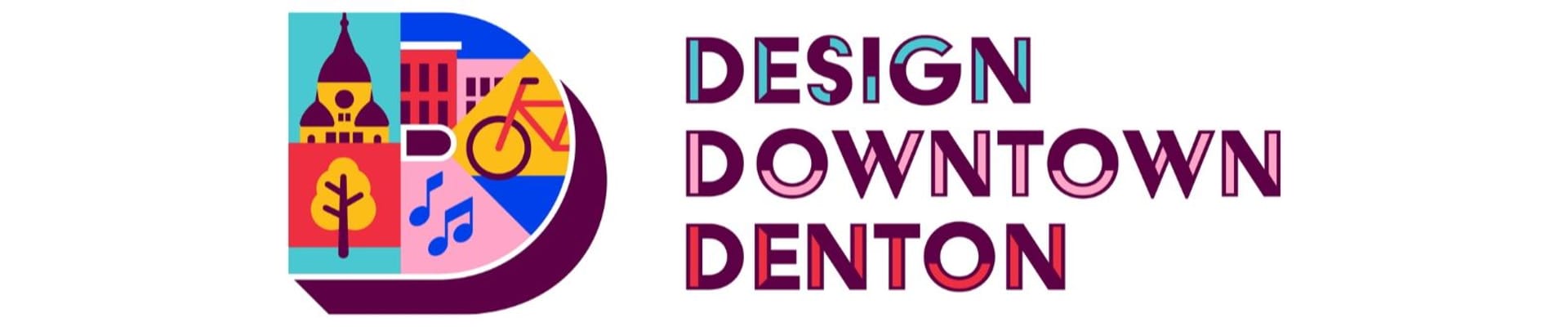 Graphic with Design Downtown Denton logo and text that says "Design Downtown"