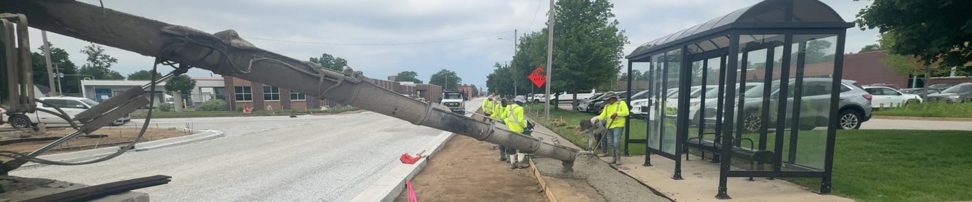 New Sidewalk Being Poured near Sophia St, Looking West