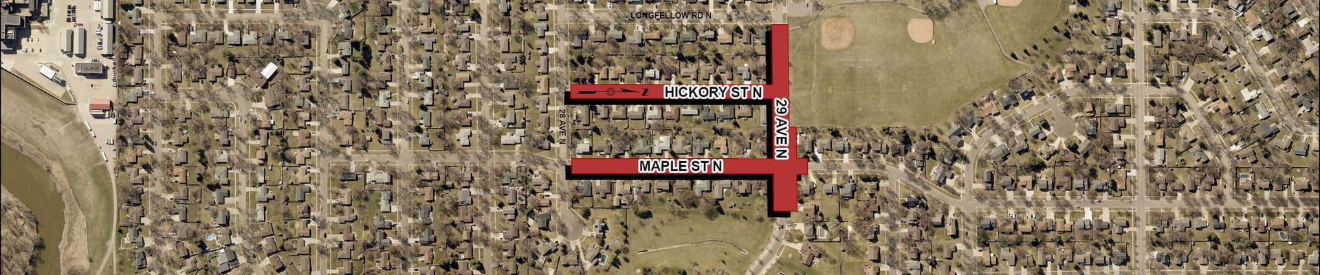 BR-25-E1 - Hickory St N, Maple St N, 29th Ave NE aerial image