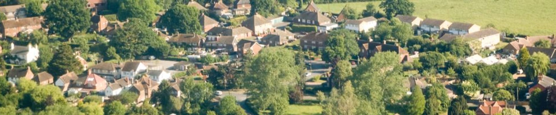 Decorative image to show a leafy village in Surrey