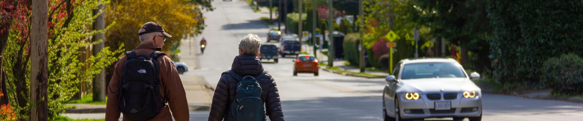 Couple walking on Lynn Valley Road