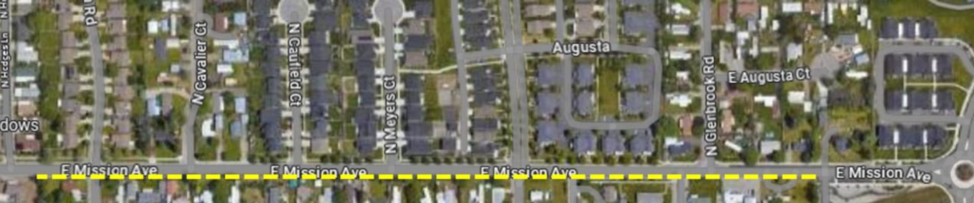 Overhead map of E. Mission Ave.