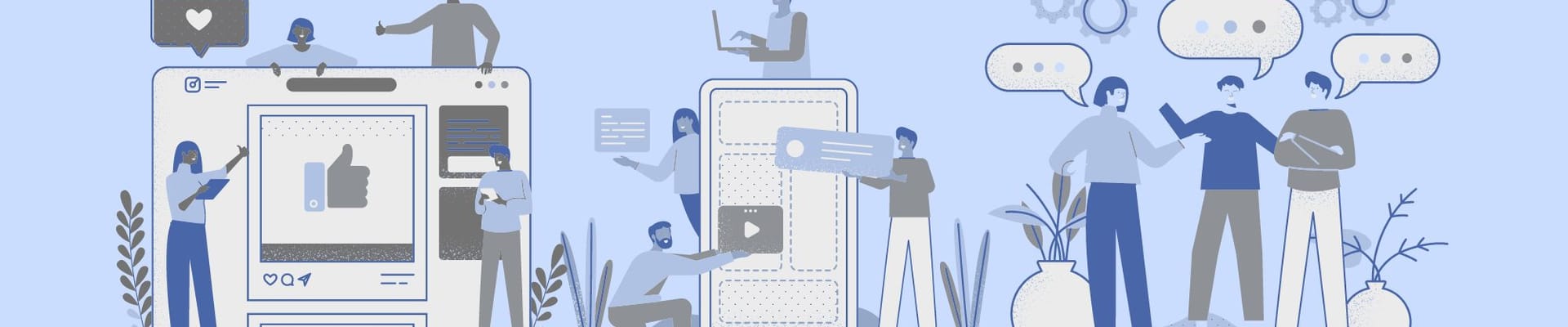 A graphic of different people talking about communications