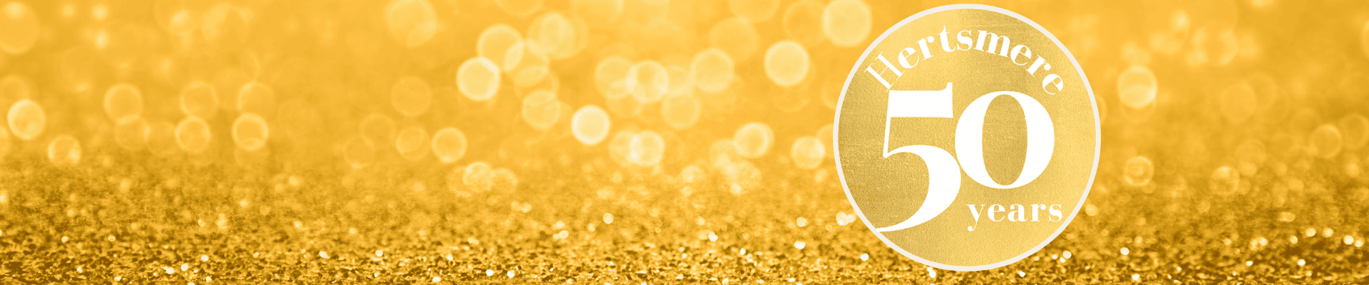 Golden banner with 50th anniversary logo