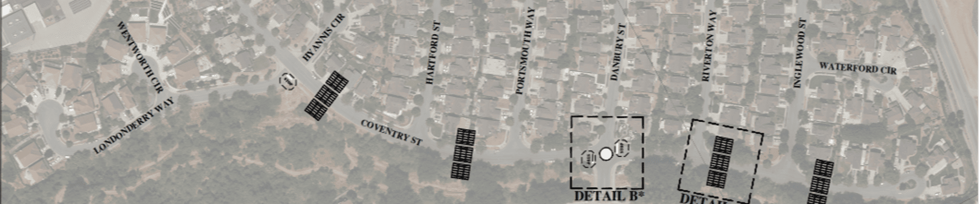 map with icons showing locations of traffic calming measures on Coventry