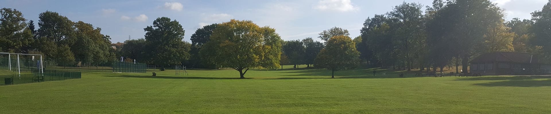View of King George Recreation Ground including play area, ballcourt and cafe