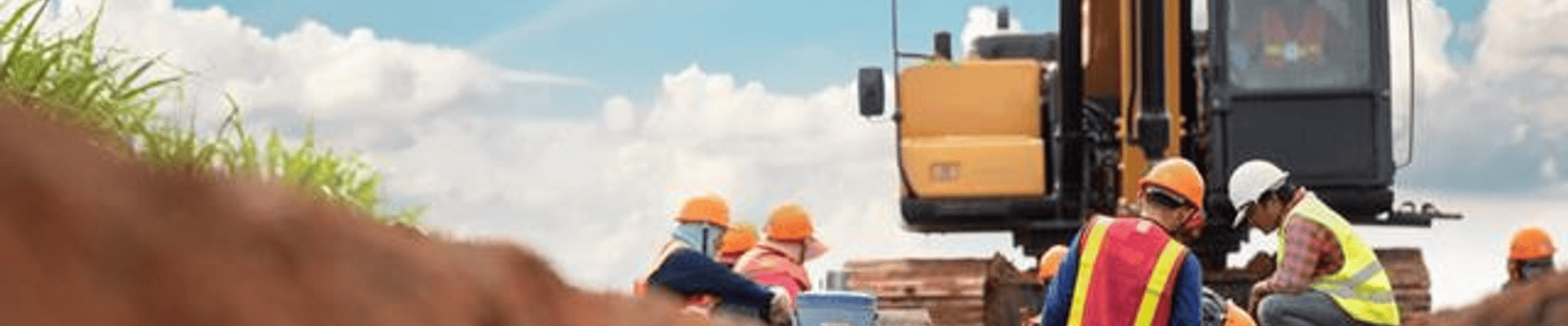 Construction crew working in ground