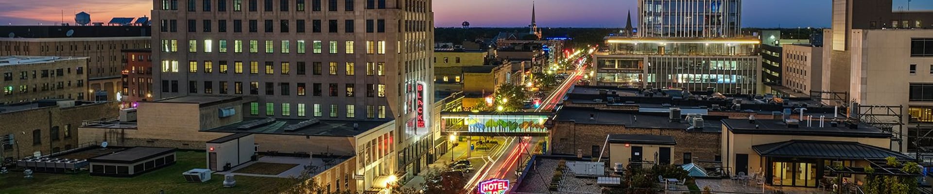 Downtown Fargo at dusk