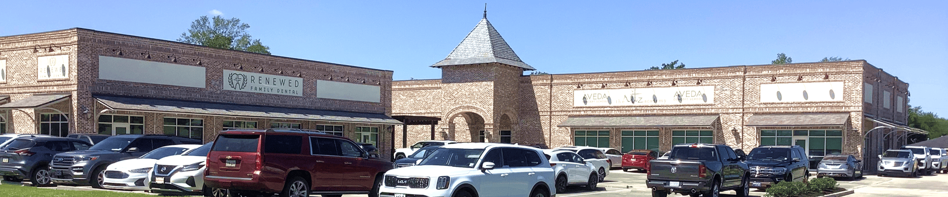 Shopping center with brick facade