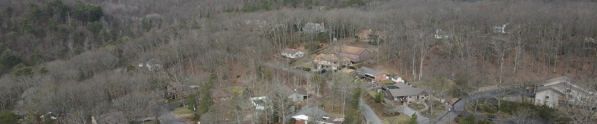 Aerial image showing the neighborhood of Sunset Pines in Lock Haven, Pennsylvania