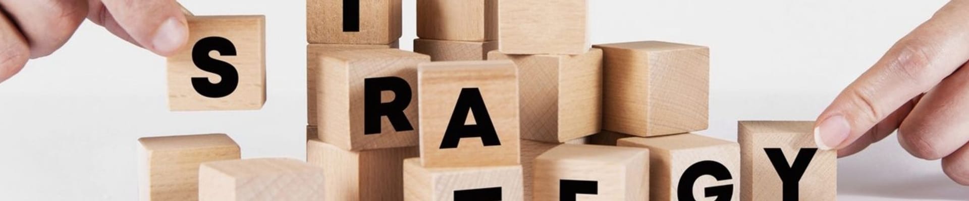 Strategy spelled out on wooden blocks