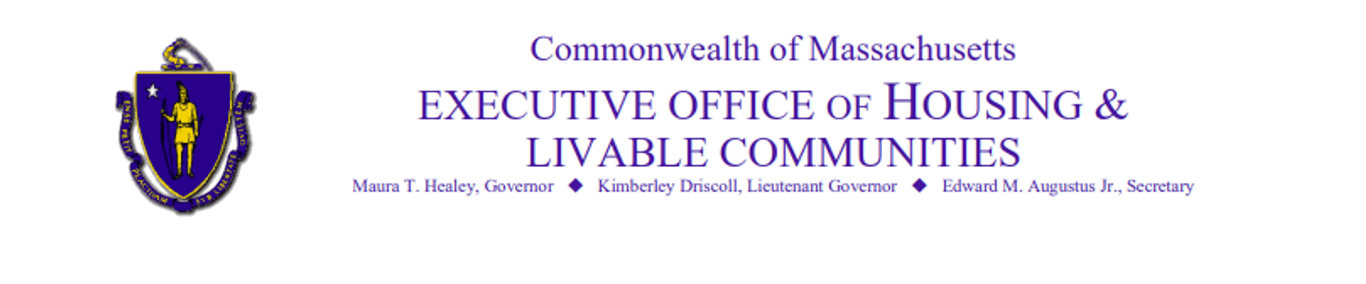 Massachusetts EOHLC logo with blue background