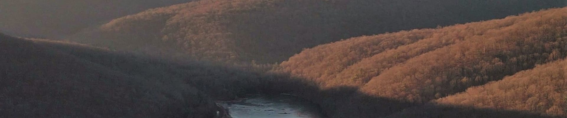 An aerial image of Keller Dam. 