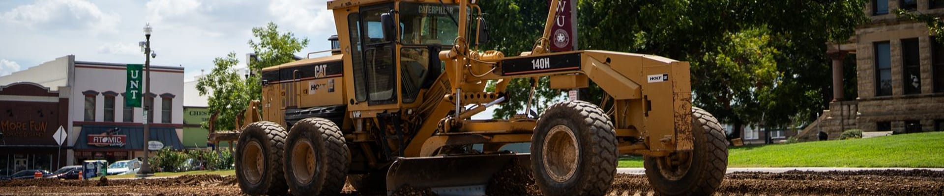 A photo of construction on Denton Square by the court house.