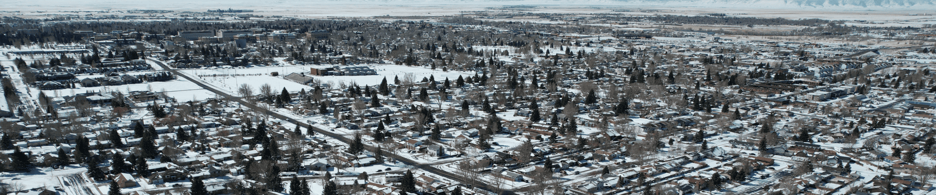 Image of Laramie via drone in winter.