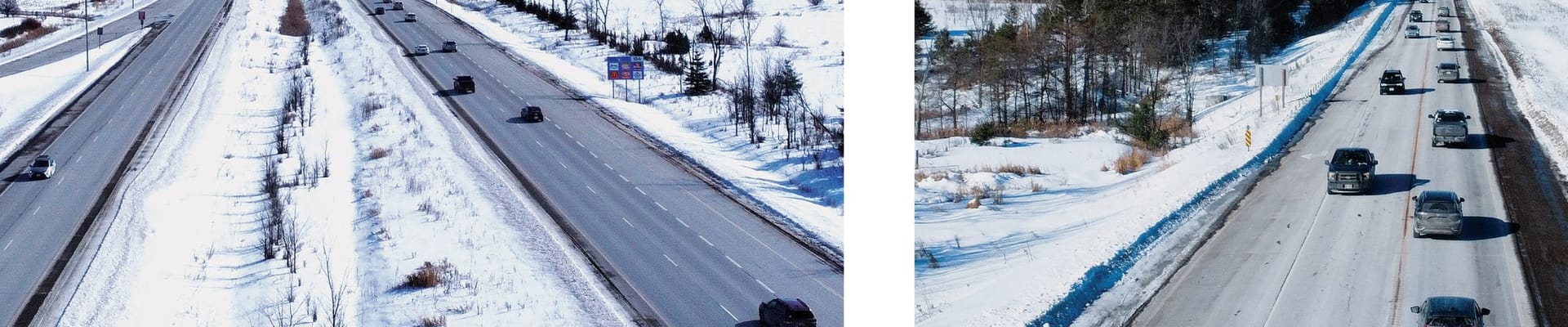 side by side photos of Highway 417 and Highway 17