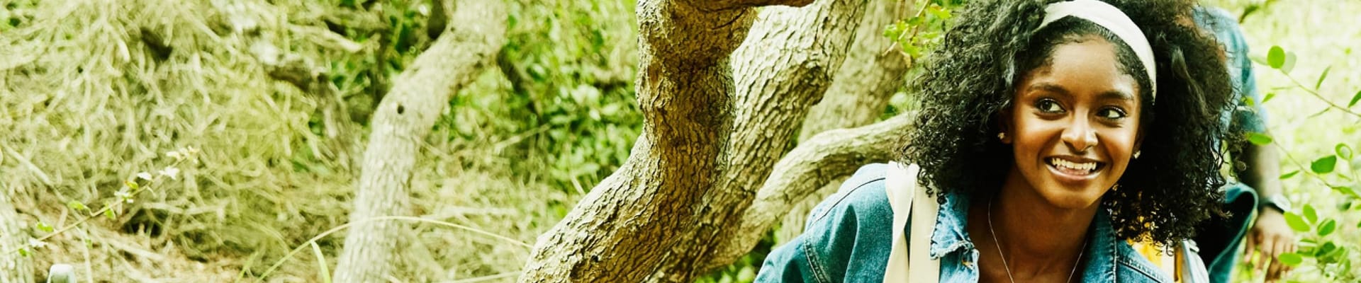 Woman walking through nature