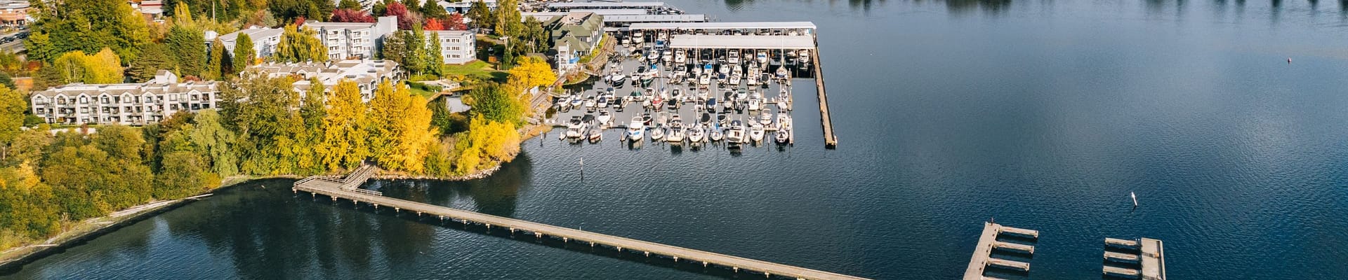 North end of lake washington with a dock and marina