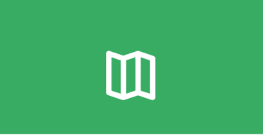 white map icon on a dark green background