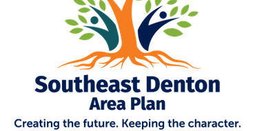Southeast Denton Area Plan text with a stylized tree.