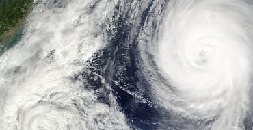 Aerial hurricane image floating over Florida