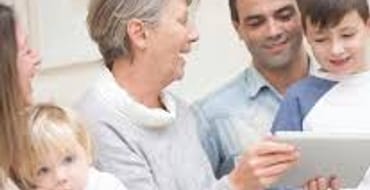 Family group with female medical professional