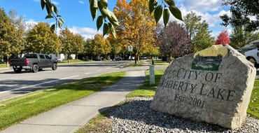 City of Liberty Lake rock sign on Country Vista Drive