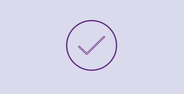 Simple purple outline icon of a check mark inside a circle, centred on a light lavender background. The symbol is commonly used to represent approval, agreement, completion or confirmation.  Provide your feedback on BizChat