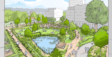 Artistic impression of central public open space