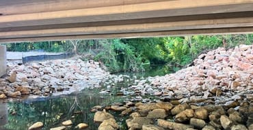 A shot of under the trinity road bridge construction