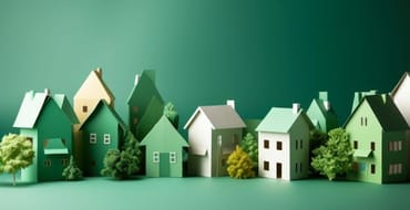Model houses with green background