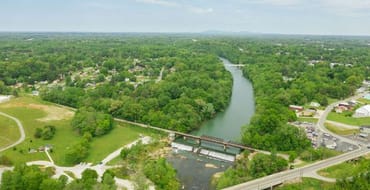 barren fork river and aerial of mcminnville