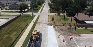 Aerial shot of the construction for Riney Road Improvements