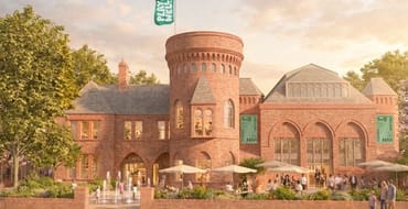 A frontal visualisation of the proposed Ladywell Playtower, with the tower forming the centre