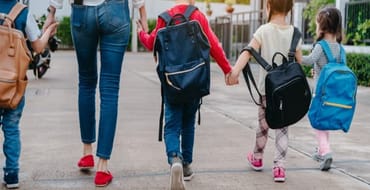family walking to school