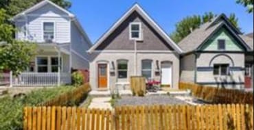 Three houses in a row. 