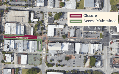 A map of the likely road closure area. 