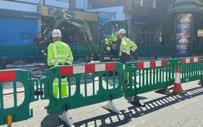 Construction workers on Lewisham High Street