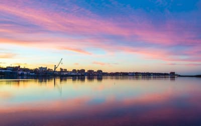 sunset over Portland harbor