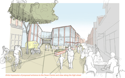 Artist impression of proposed entrance to the Swan Centre