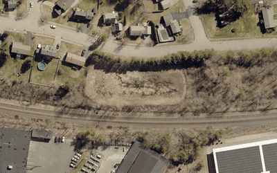 Aerial view of existing Palmer Ave Detention Basin