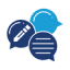 Graphic with speech bubbles. 