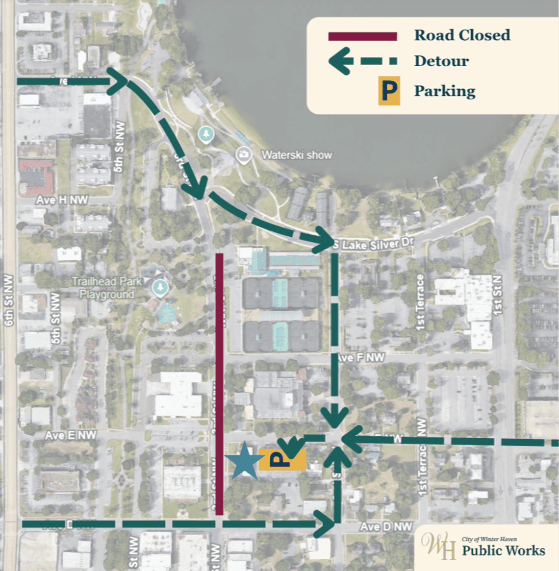 Building and Engineering Divisions Detour Map