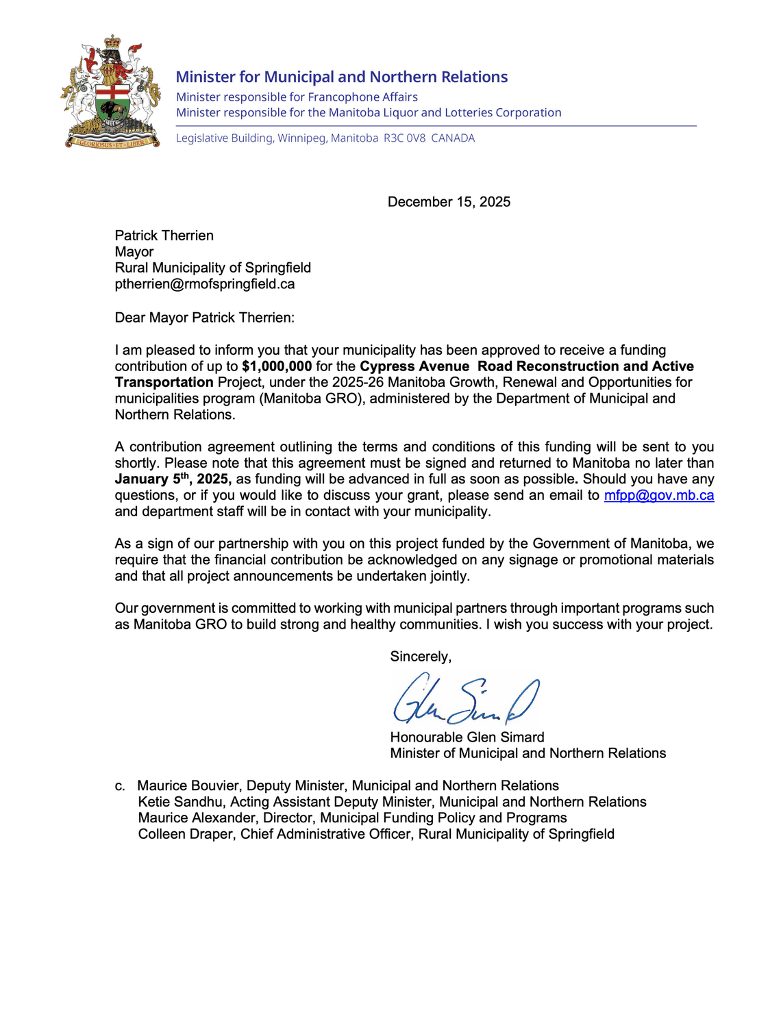 image of the approved grant