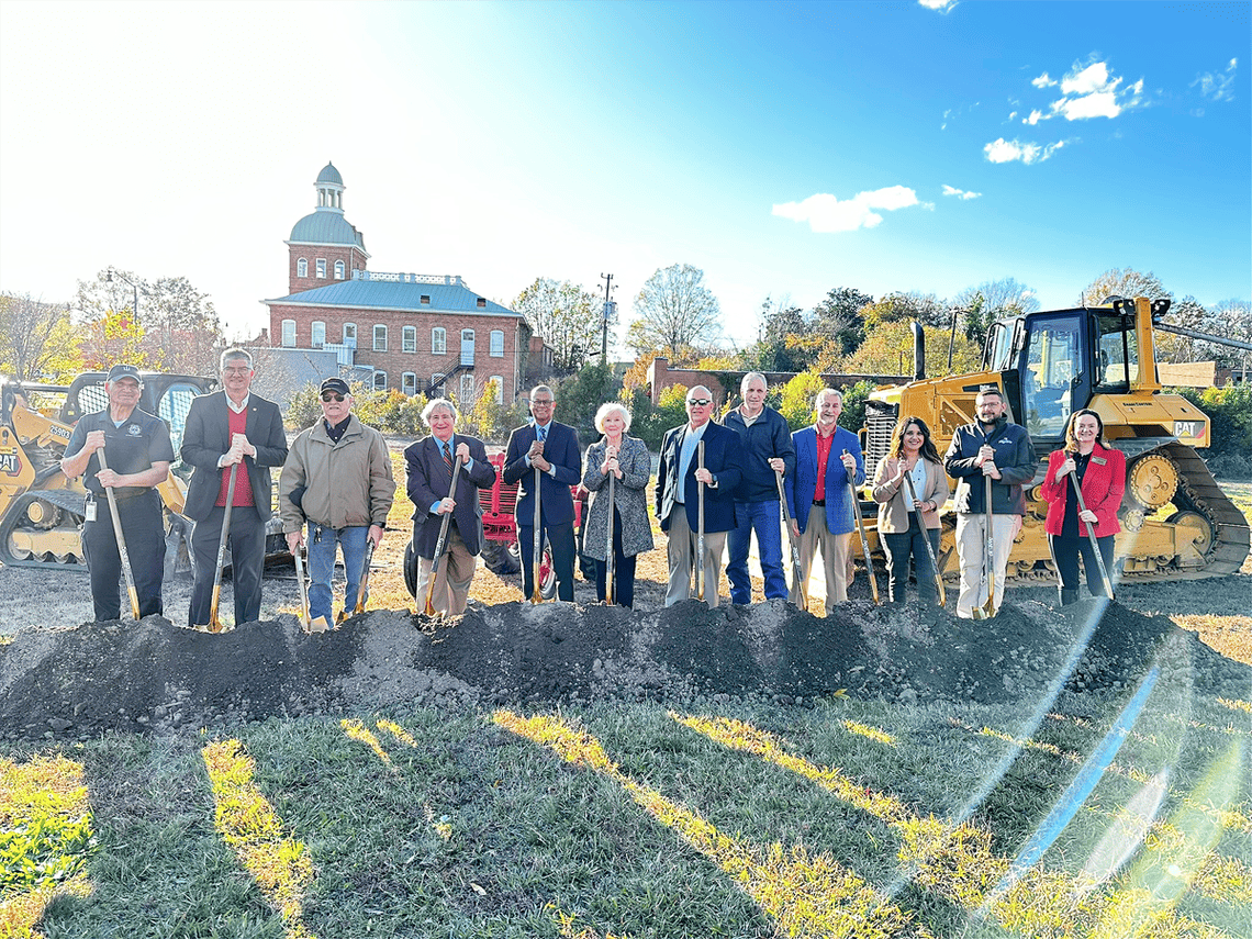 Pilgrim's Sanford Agricultural Marketplace funders with Sanford Mayor Rebecca Salmon.