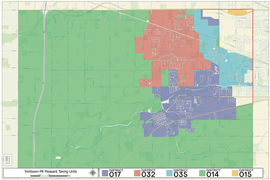 Map of the Yorktown Taxing Districts